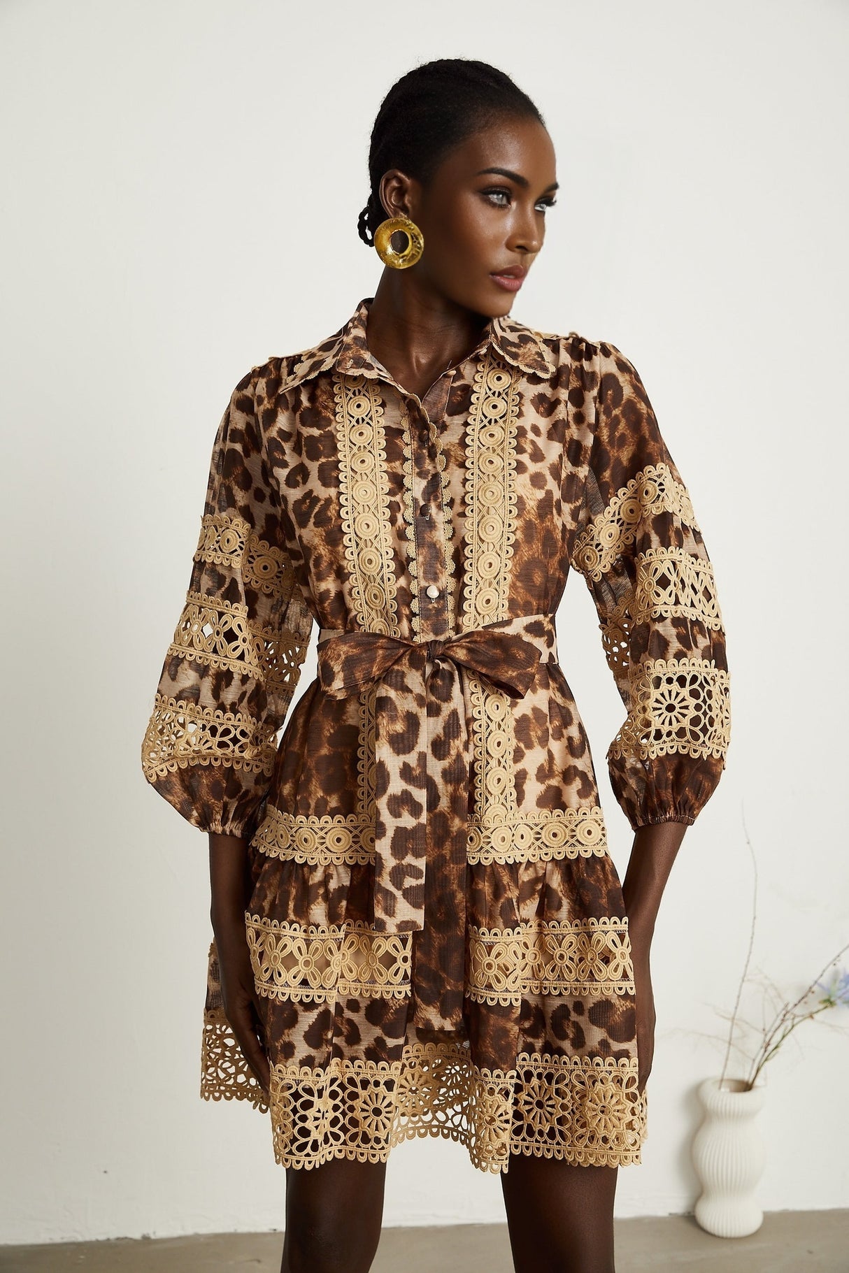 Léonor leopardprint cutout panelled mini dress