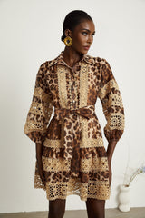 Léonor leopardprint cutout panelled mini dress
