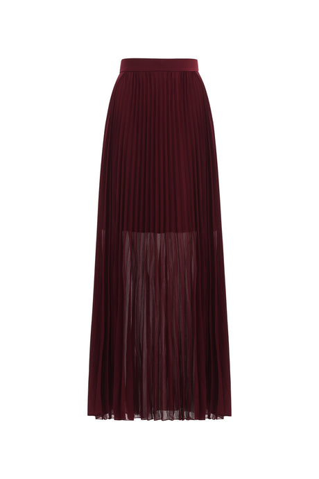 Lesly Burgundy Off-the-Shoulder Ruched Maxi Dress Long Sleeves Formal Evening Events