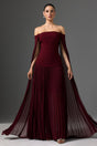 Lesly Burgundy Off-Shoulder Ruched Maxi Dress