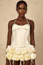 Lesly Top & Skirt Set White Floral Corset Embellished