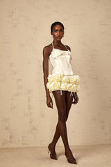 Lesly Top & Skirt Set White Floral Corset Embellished