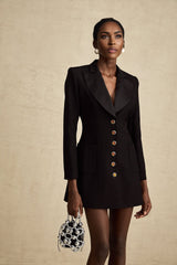Letizia Blazer in Black Thigh Length Single Breasted Dress