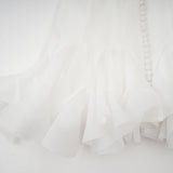 Letizia Mini Dress White Flared Sleeves Sheer Button Hem