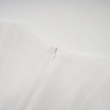 Letizia Mini Dress White Flared Sleeves Sheer Button Hem