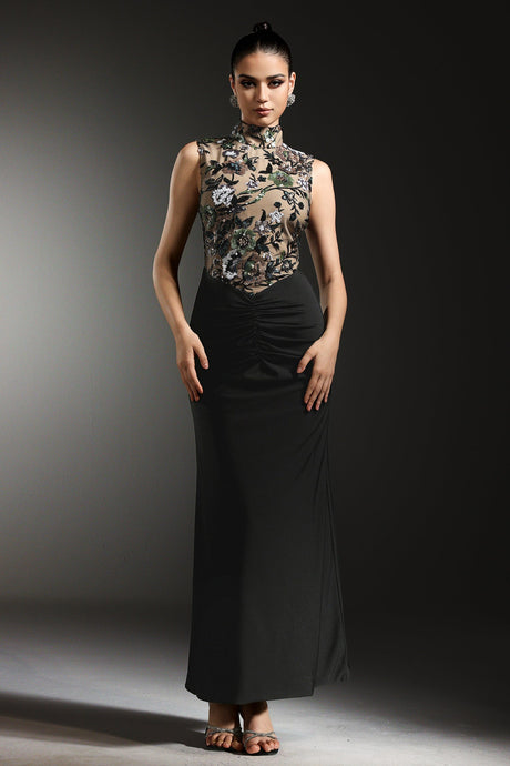 Lexi Black Floral Sequined Dress