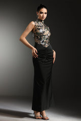 Lexi Black Floral Sequined Dress
