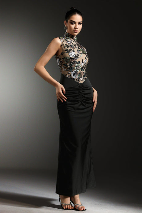 Lexi Black Floral Sequined Dress