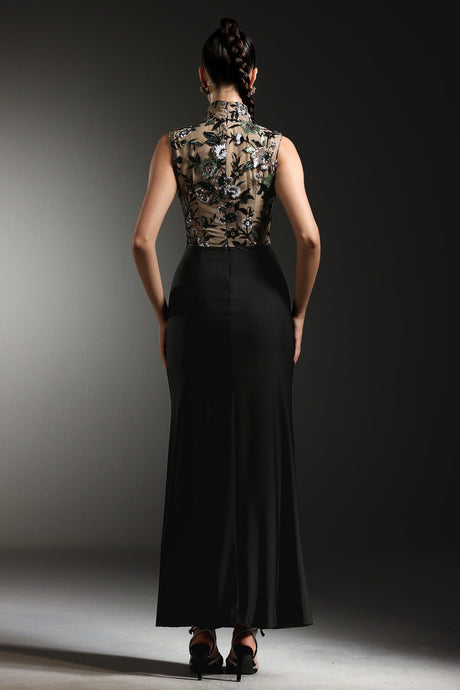 Lexi Black Floral Sequined Dress