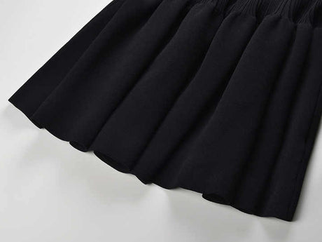 Lexi Dress - Fitted Silhouette With Flared Bottom - Off - Shoulder Design With Bow Detail - Bodycon Fit Enhancing Curves - Decorative Bow and Pleating