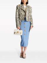 Lexi Midi Skirt - Slim Fit - Ribbed Texture - High - Waisted Design - Statement Gold Buttons - Versatile Styling