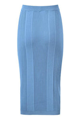 Lexi Midi Skirt - Slim Fit - Ribbed Texture - High - Waisted Design - Statement Gold Buttons - Versatile Styling