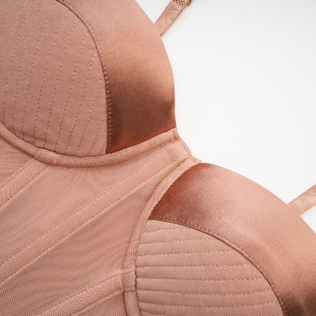 Lexi Mini Dress Pink Bustier Lace Hem & Spaghetti Straps
