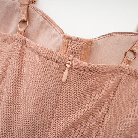 Lexi Mini Dress Pink Bustier Lace Hem & Spaghetti Straps