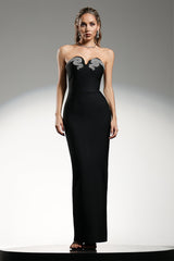 Lia Black Strapless Sweetheart Neckline Shimmering Embellishments Dress