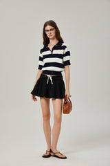 Lia Mini Dress Black Pleated Elastic Waistband Skirt