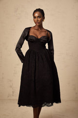 Lia Top & Dress Black Floral Lace Panelled Set