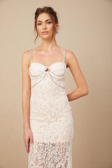 Liana Midi Dress Crystal Embellished Bustier & Flared Hem