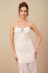Liana Midi Dress Crystal Embellished Bustier & Flared Hem