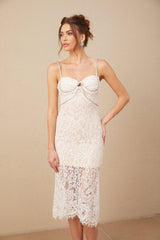 Liana Midi Dress Crystal Embellished Bustier & Flared Hem