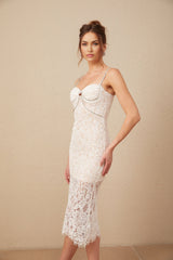 Liana Midi Dress Crystal Embellished Bustier & Flared Hem
