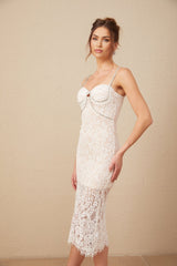 Liana Midi Dress Crystal Embellished Bustier & Flared Hem