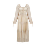 Liana Midi Dress with Metallic Threading and Tiered Design