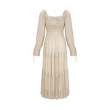 Liana Midi Dress with Metallic Threading and Tiered Design