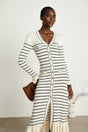 Liana white striped flutedhem midi dress