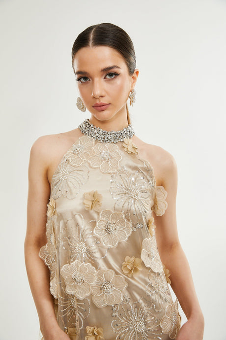 Liane embellished floral mini dress