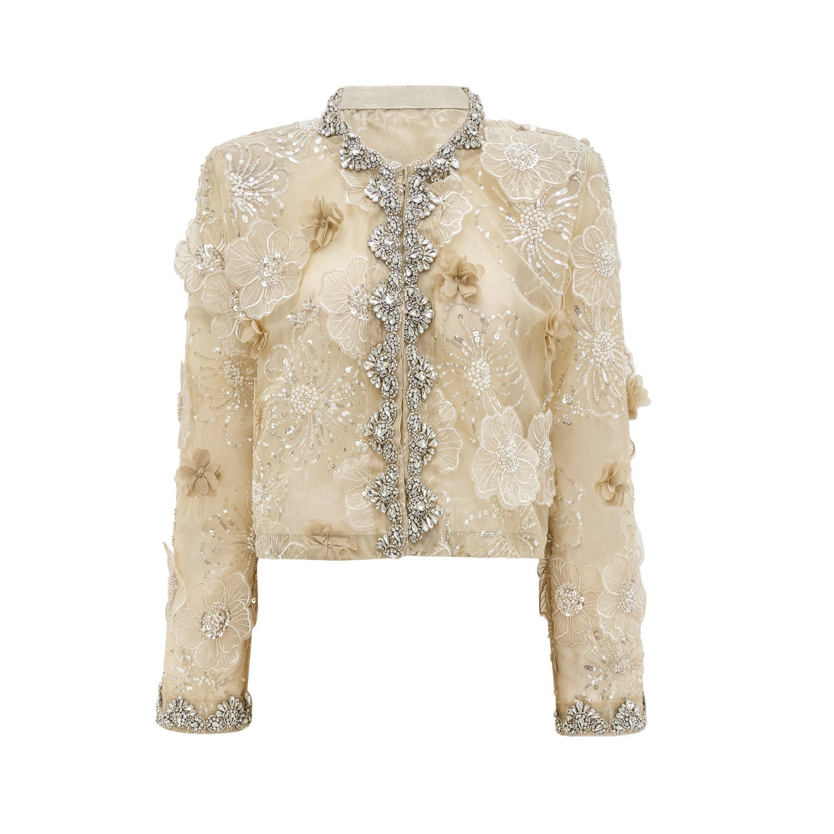 Liane semisheer flower beaded organza light luxury jacket