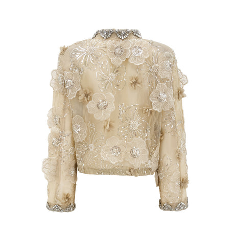 Liane semisheer flower beaded organza light luxury jacket