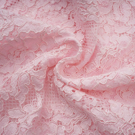 Licia Floral Midi Dress in Vibrant Pink with Lace Overlay & Crystal Embellishments