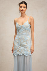 Licia Light Blue Lace Maxi Dress for Special Occasions