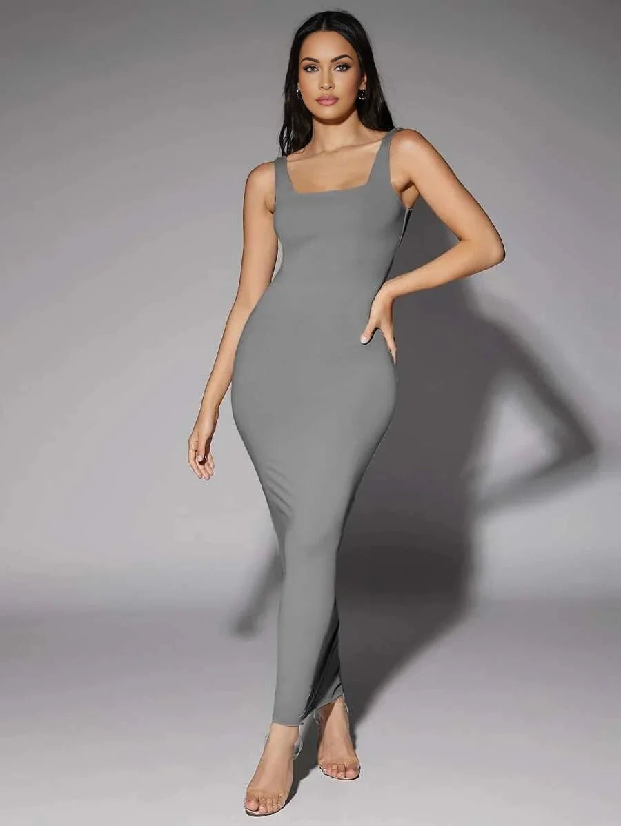 Lidia Maxi Dress - Slim Fit - High Stretch Fabric Elasticity - Casual Style - Sleeveless Design - Natural Waist Line (mid Waist)