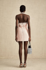 Lilah Mini Dress Pink Tweed Crystal Embellished