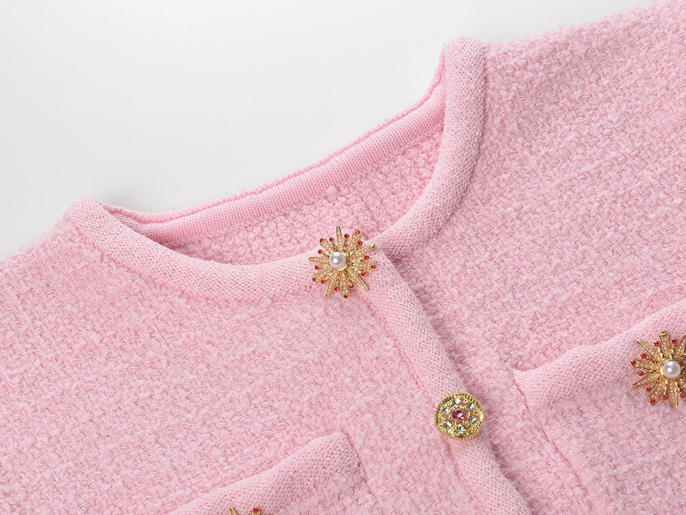 Lilah Top & Skirt Set - Cropped Top - Classic Button - Up - Fitted Silhouette - Decorative Buttons