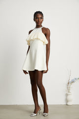 Lillian Mini Dress White Crystal Flare