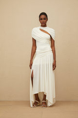 Lillian Top & Skirt - Stretch Design - Ruched Detailing - Asymmetrical Design - Fitted Silhouette - Rear Zip Fastening