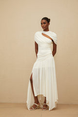 Lillian Top & Skirt - Stretch Design - Ruched Detailing - Asymmetrical Design - Fitted Silhouette - Rear Zip Fastening