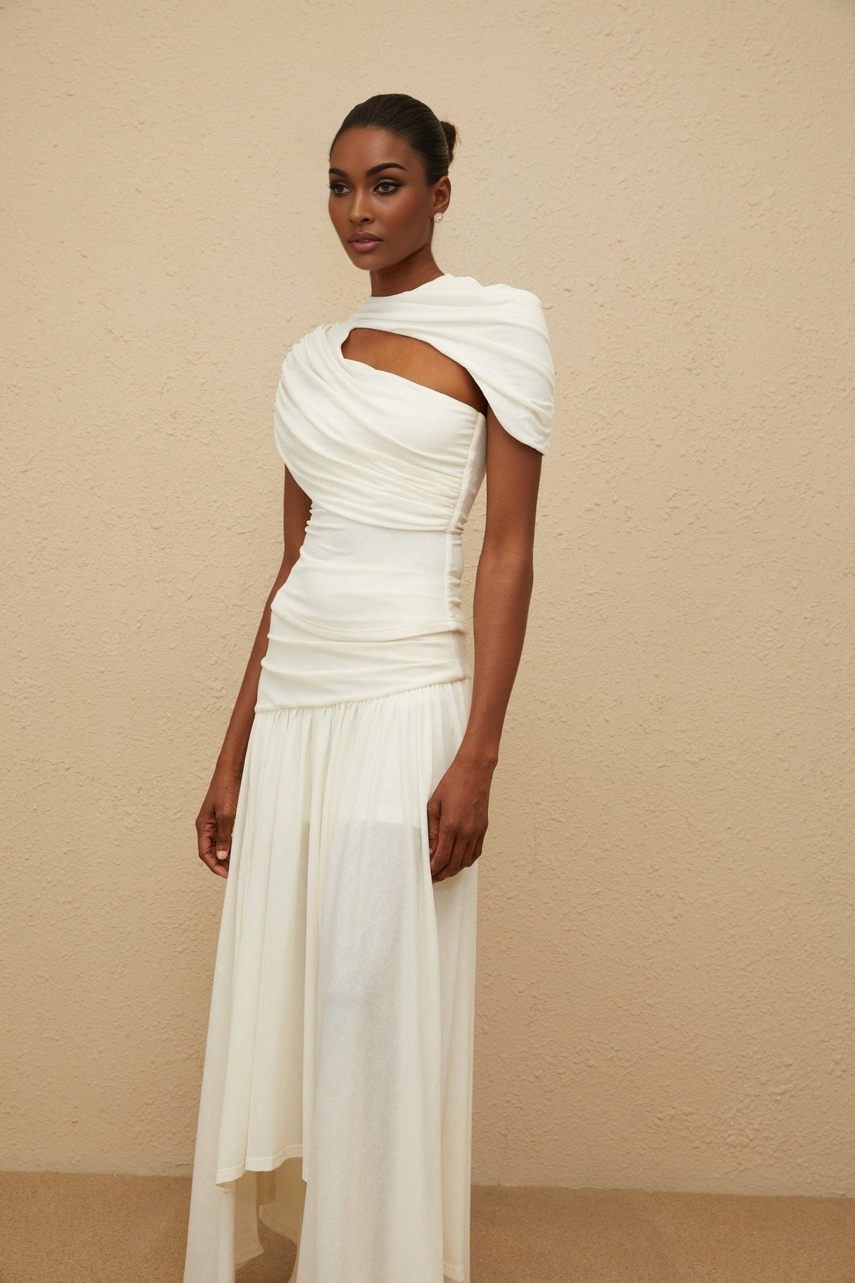 Lillian Top & Skirt - Stretch Design - Ruched Detailing - Asymmetrical Design - Fitted Silhouette - Rear Zip Fastening