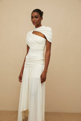 Lillian Top & Skirt - Stretch Design - Ruched Detailing - Asymmetrical Design - Fitted Silhouette - Rear Zip Fastening