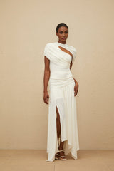 Lillian Top & Skirt - Stretch Design - Ruched Detailing - Asymmetrical Design - Fitted Silhouette - Rear Zip Fastening