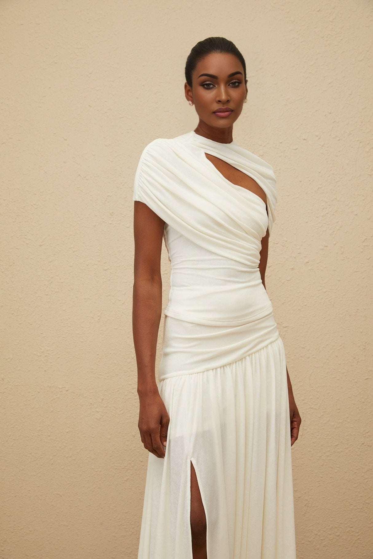 Lillian Top & Skirt - Stretch Design - Ruched Detailing - Asymmetrical Design - Fitted Silhouette - Rear Zip Fastening