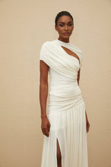 Lillian Top & Skirt - Stretch Design - Ruched Detailing - Asymmetrical Design - Fitted Silhouette - Rear Zip Fastening