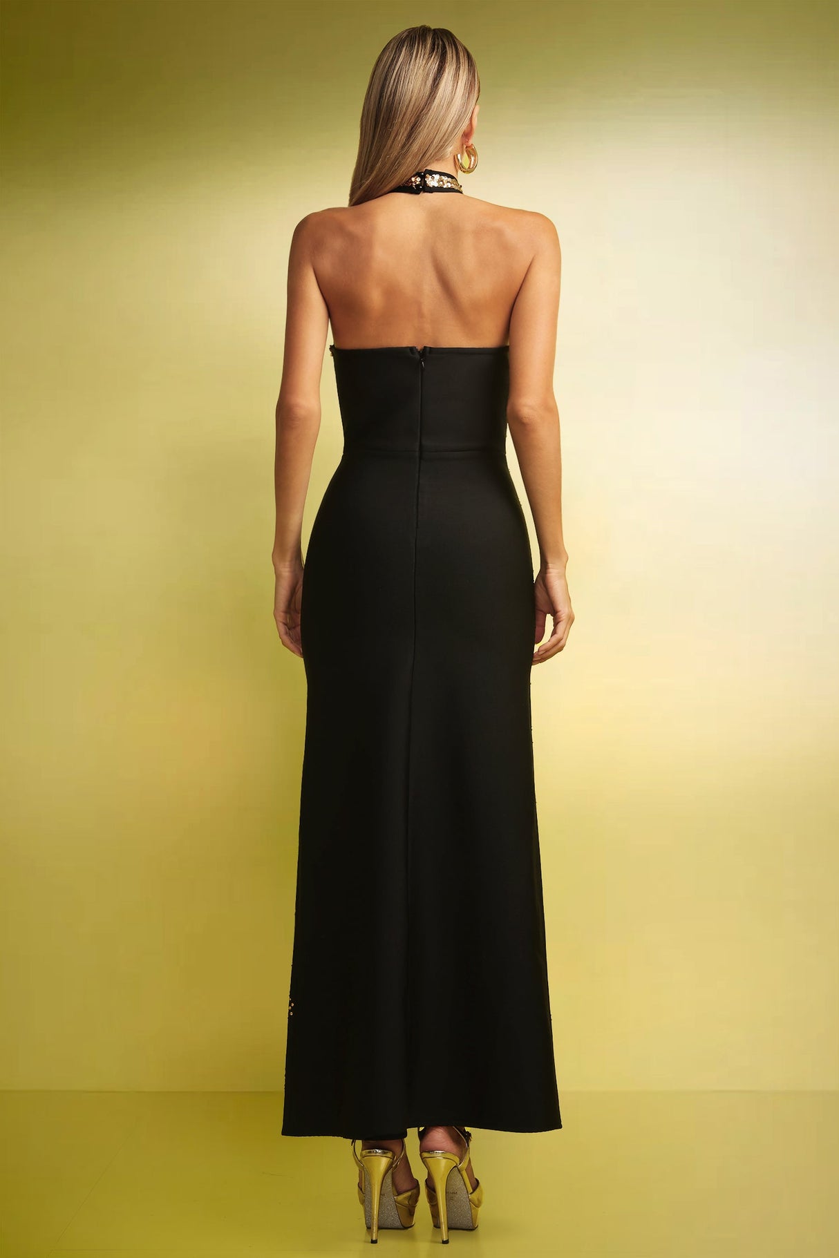 Lily Black Sequin Diamond Maxi Dress