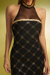 Lily Black Sequin Halter Maxi Dress