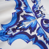 Lily Skirt & Top Set Blue & White Graphic Printed with Gold Accents