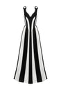 Lina Black Striped V-Neckline Sleeveless Dress