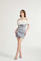 Lina grey fauxfur mini dress